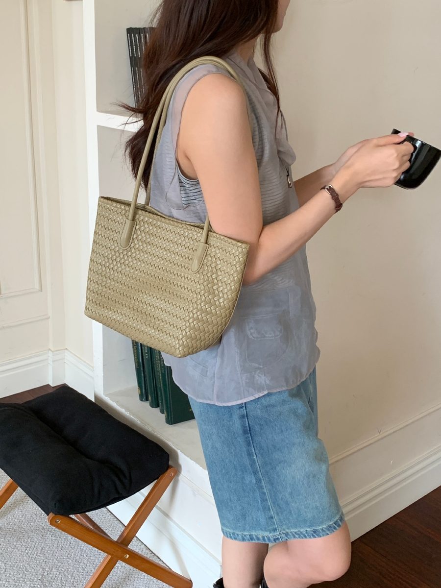 Woven Top-Handle Tote Beach Shoulder Bag view 7