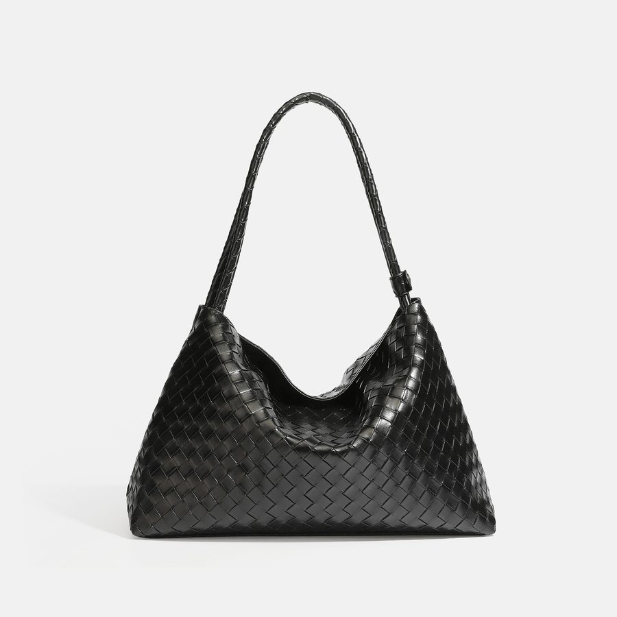 Black Woven Tote Bag Top-Handle Large view 6