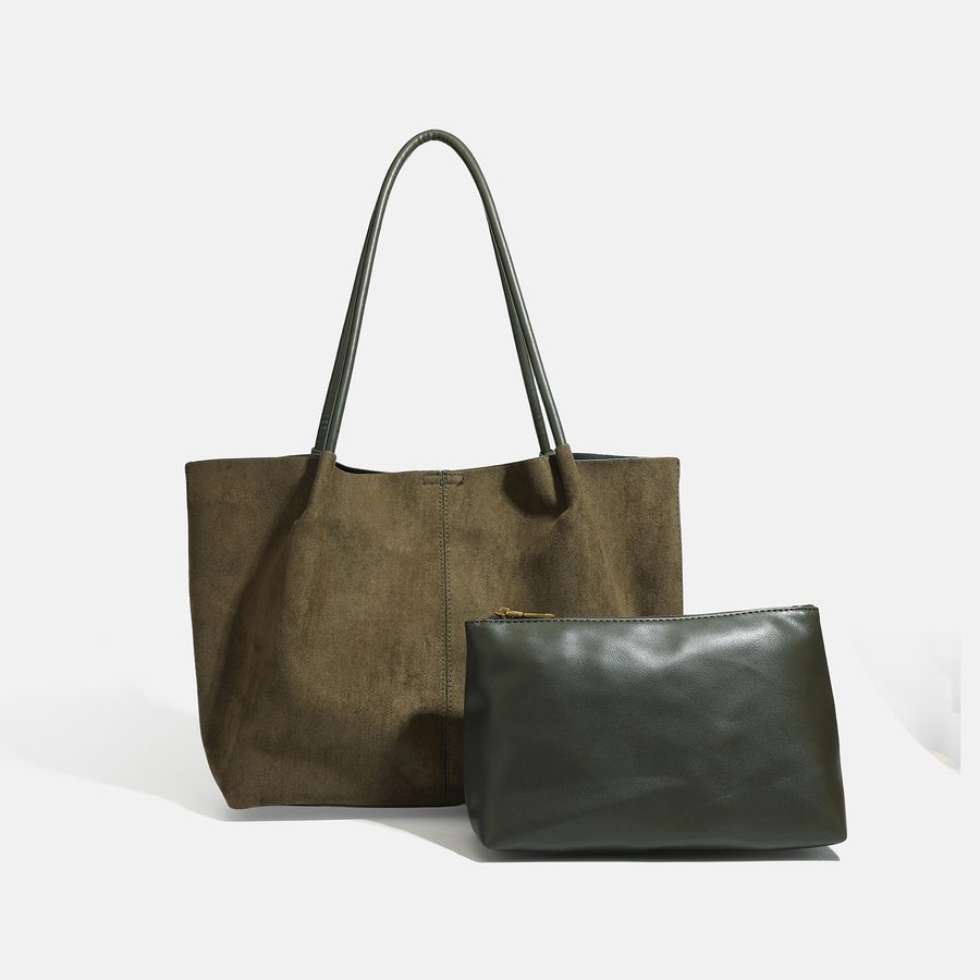 Suede Tote Bag Large Top-Handle Shoulder