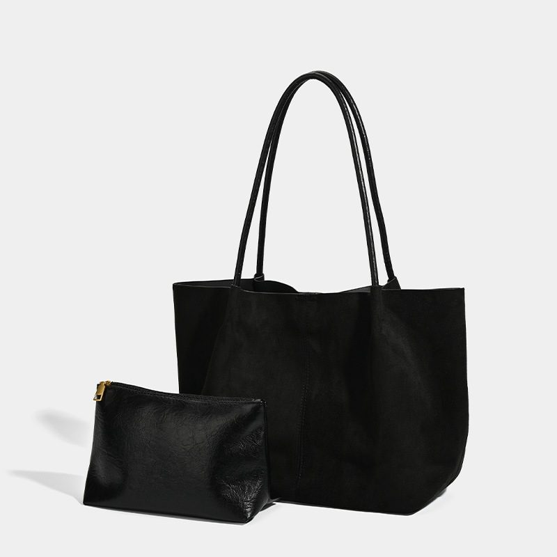 Suede Tote Bag Large Top-Handle Shoulder view 7