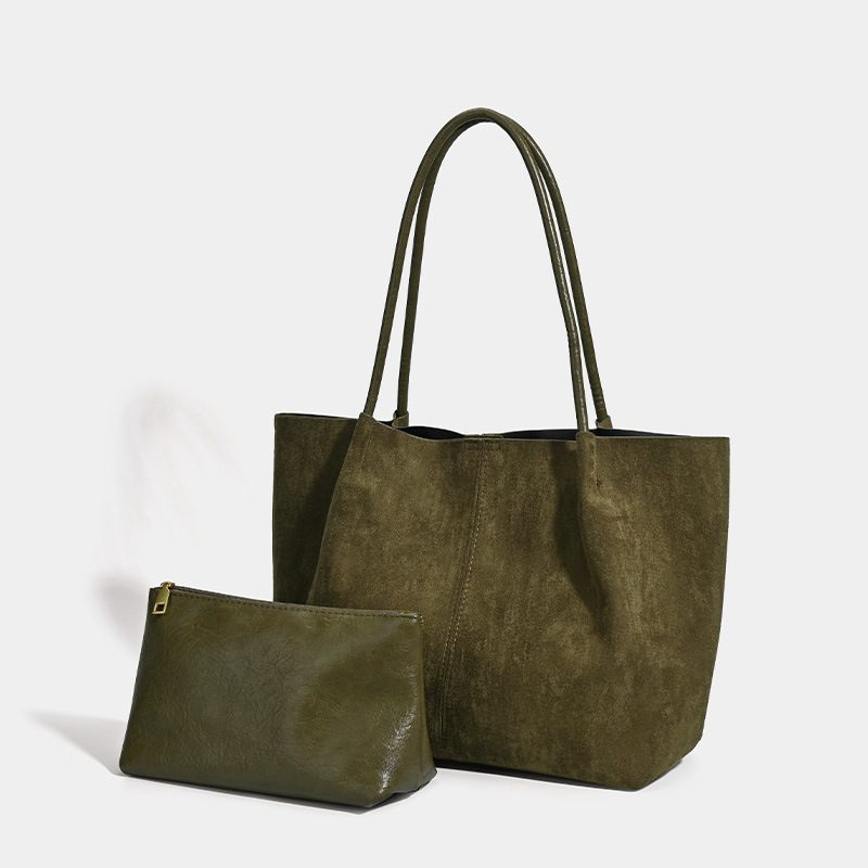 Suede Tote Bag Large Top-Handle Shoulder view 8