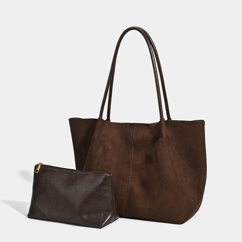 Suede Tote Bag Large Top-Handle Shoulder view 9