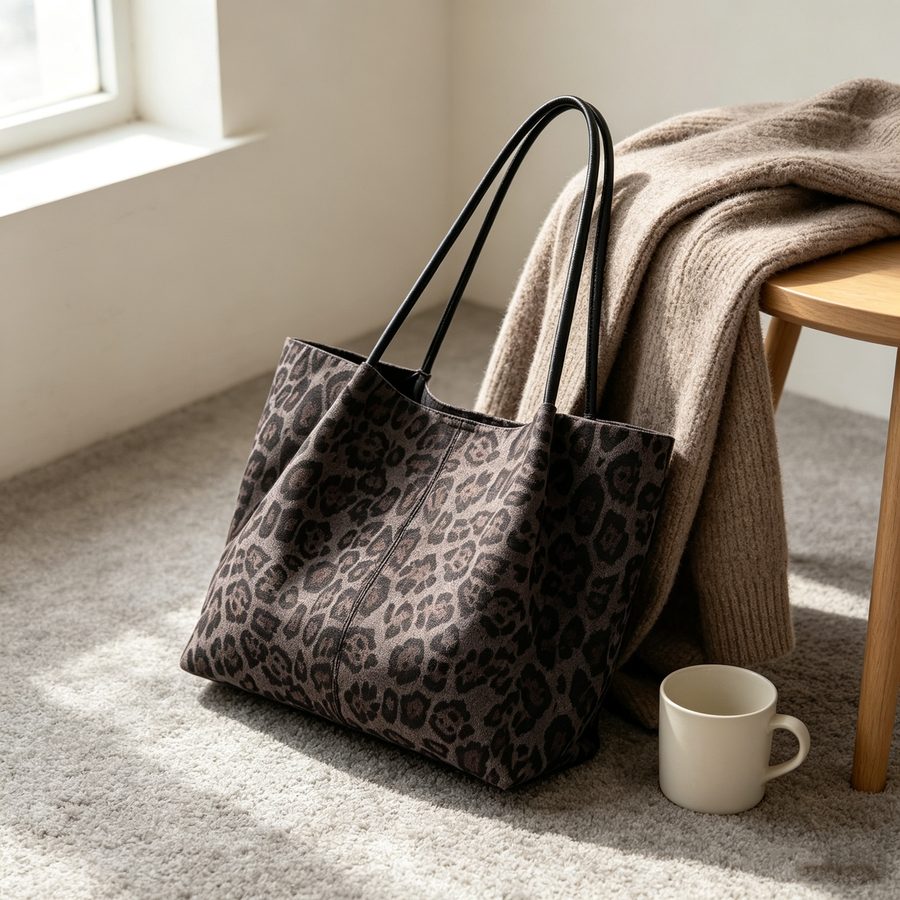 Leopard Print Tote Bag Large Shoulder view 2