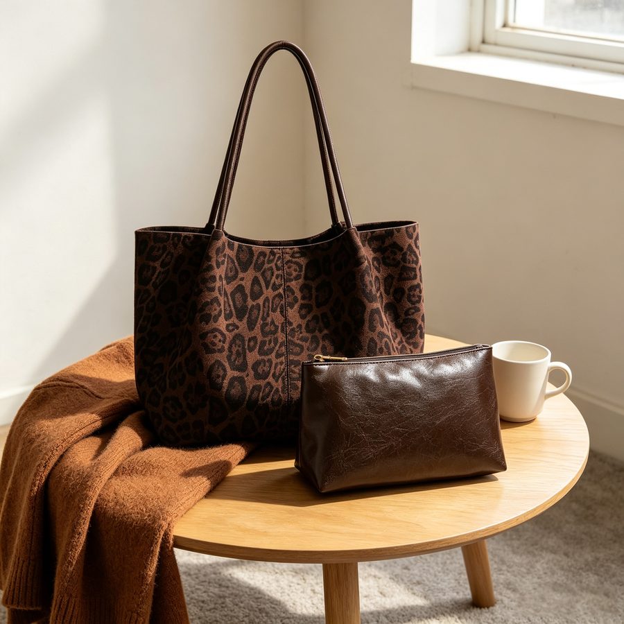 Leopard Print Tote Bag Large Shoulder view 3