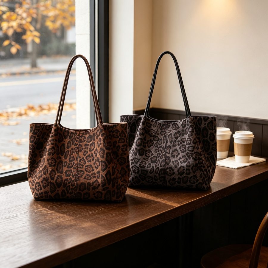 Leopard Print Tote Bag Large Shoulder view 4