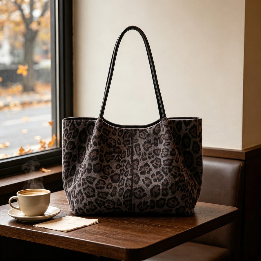 Leopard Print Tote Bag Large Shoulder view 7