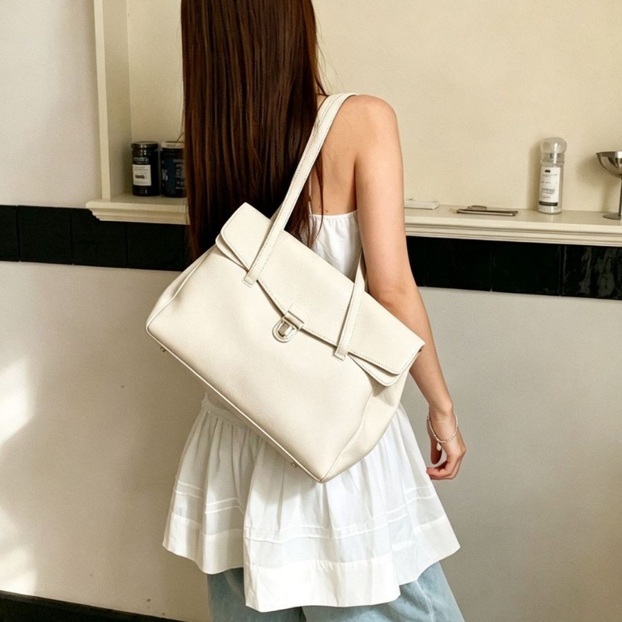 Flap Tote Bag Shoulder Large Minimalist