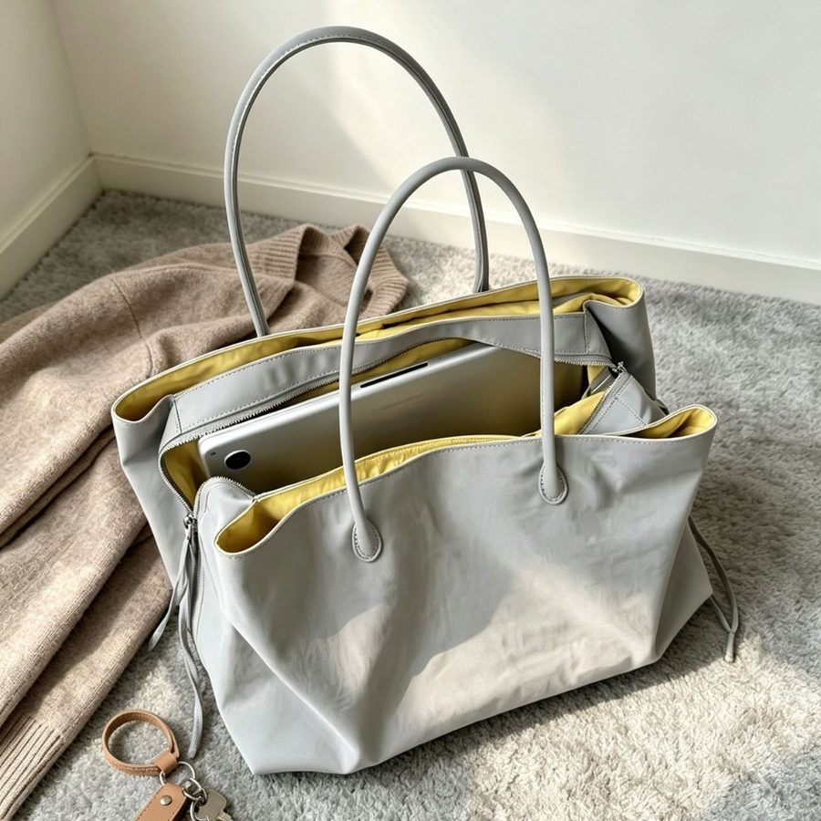 Nylon Tote Bag Multi-Pocket Waterproof Laptop