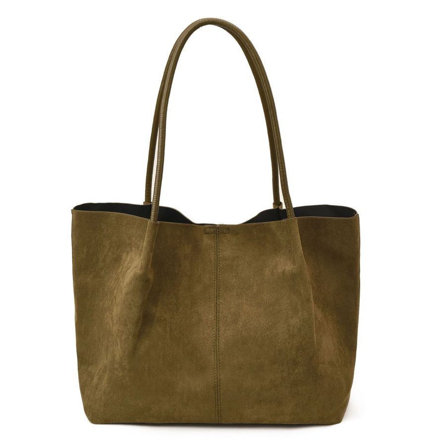 Suede Tote Bag Large Top-Handle Shoulder view 4