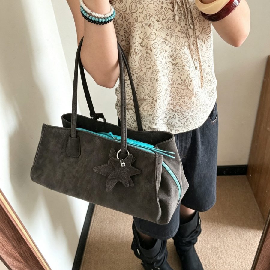 Vintage Top-Handle Tote Bag Large Minimalist
