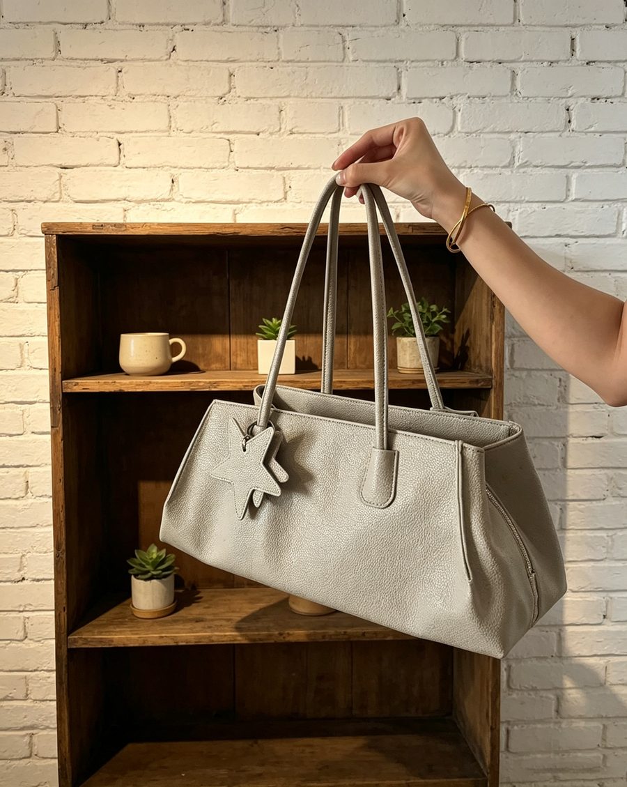 Vintage Top-Handle Tote Bag Large Minimalist view 6