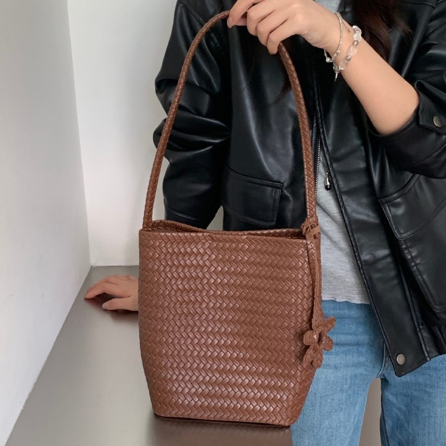Woven Tote Bag Large Capacity Shoulder Commuter view 2