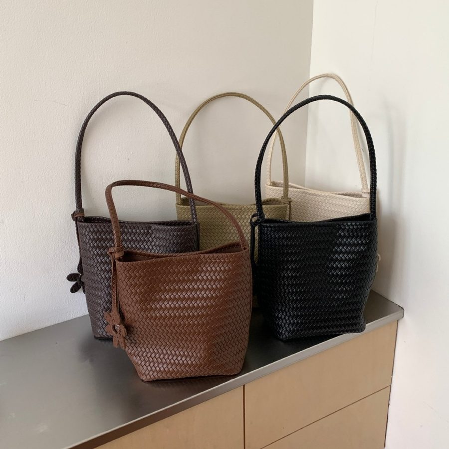 Woven Tote Bag Large Capacity Shoulder Commuter view 3