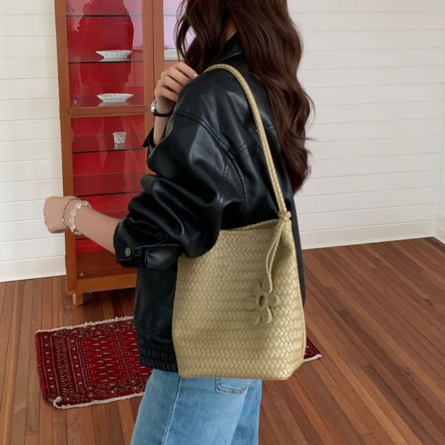 Woven Tote Bag Large Capacity Shoulder Commuter view 4