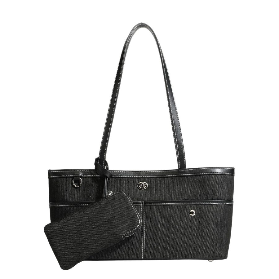 Denim Tote Bag Multi-Pocket Large Capacity Commuter view 5