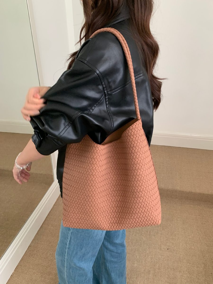 Matte Soft Leather Tote Top-Handle Shoulder Bag view 10