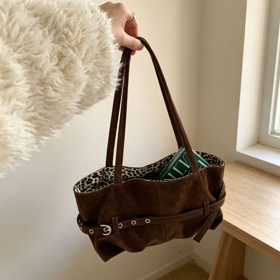 Vintage Buckle Tote Large Capacity Shoulder Commuter