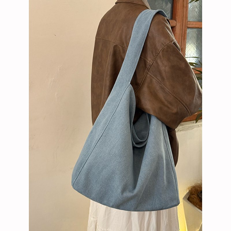 Tas Tote Kanvas Denim Kapasitas Besar Bahu view 2