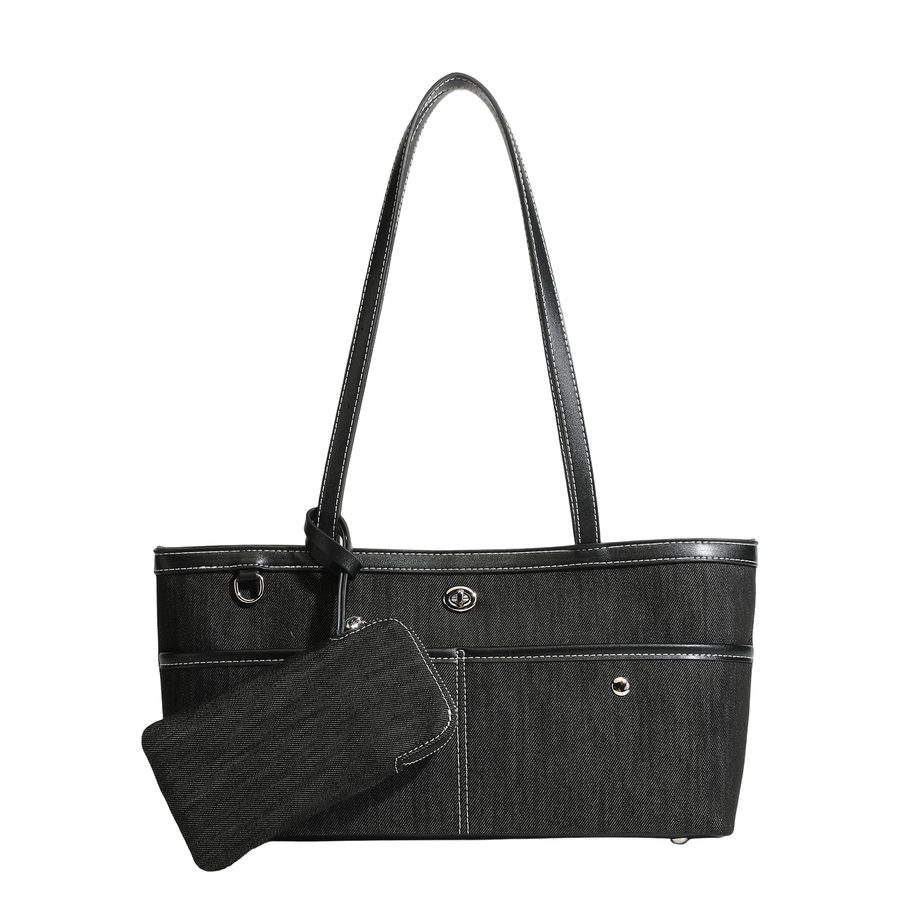 Denim Tote Bag Large Capacity Shoulder Commuter view 5