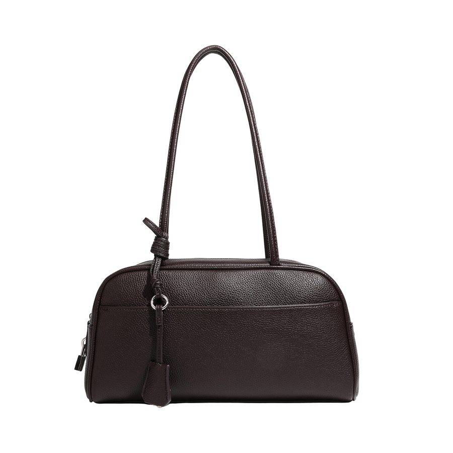 Litchi Grain Boston Top-Handle Shoulder Bag view 5