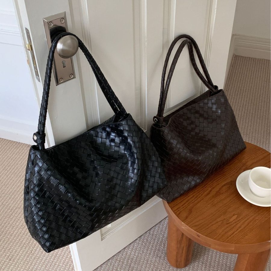 Vintage Woven Large Tote Shoulder Bag