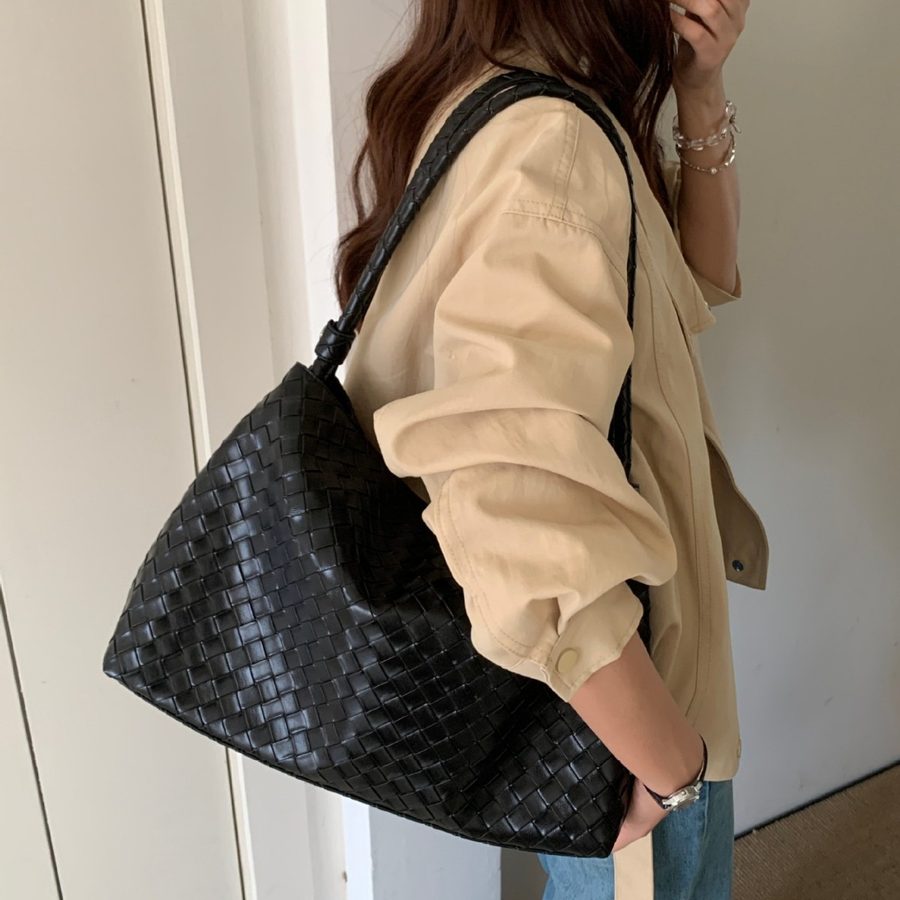 Vintage Woven Large Tote Shoulder Bag view 3