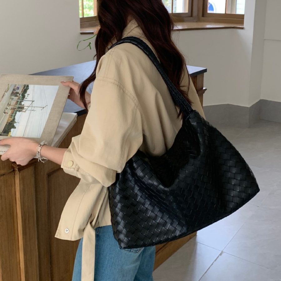Woven Large Tote Shoulder Bag
