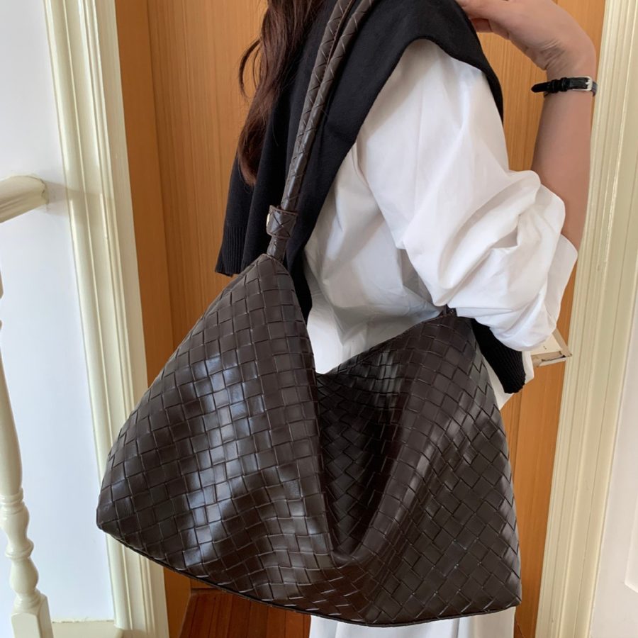 Woven Large Tote Shoulder Bag view 3