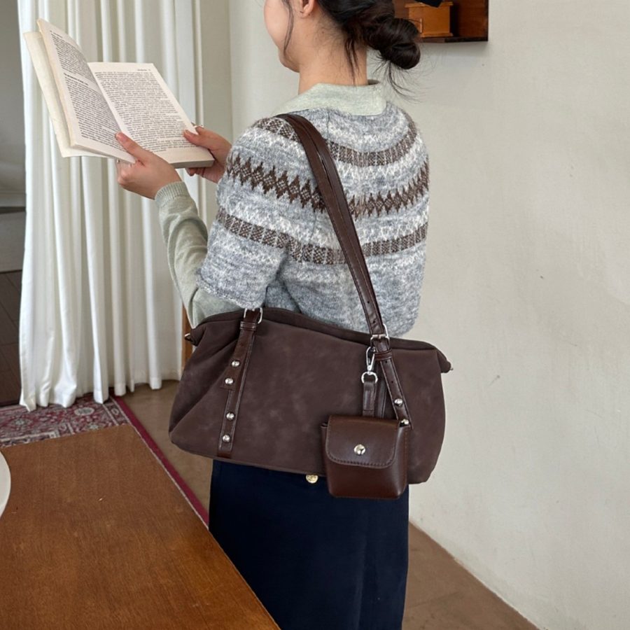 Suede Pillow Large Tote Shoulder Bag view 2