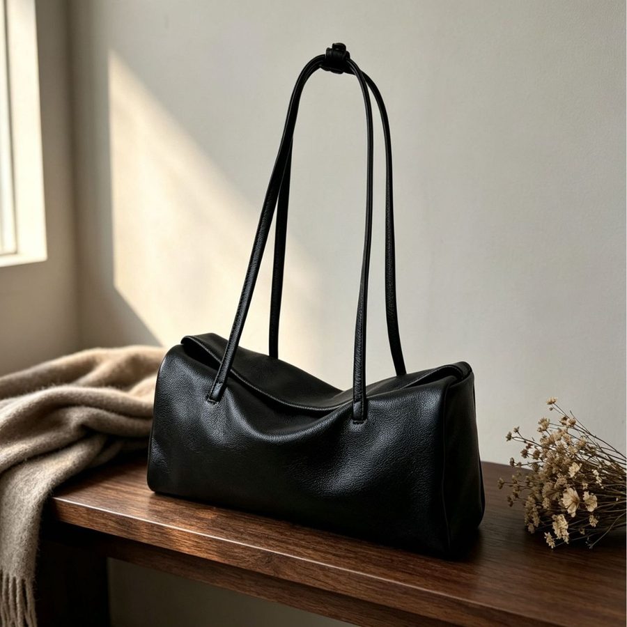 Korean Leather Boston Pillow Shoulder Bag