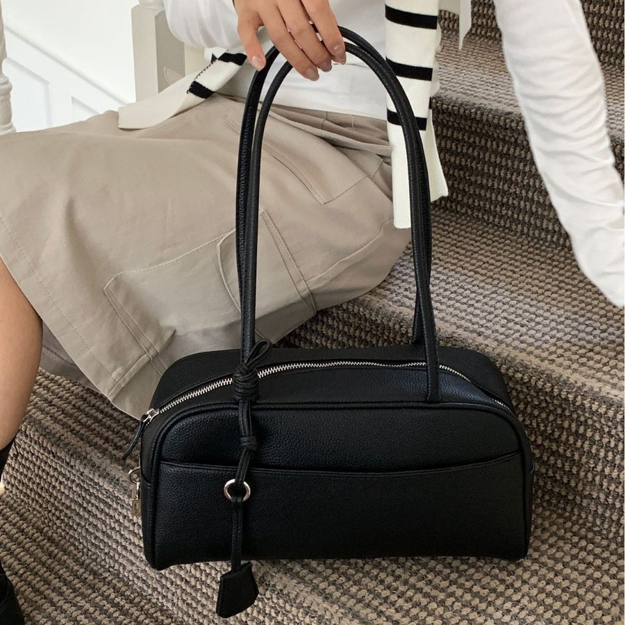 Sac Coussin Boston en Cuir Souple Grain de Litchi view 4