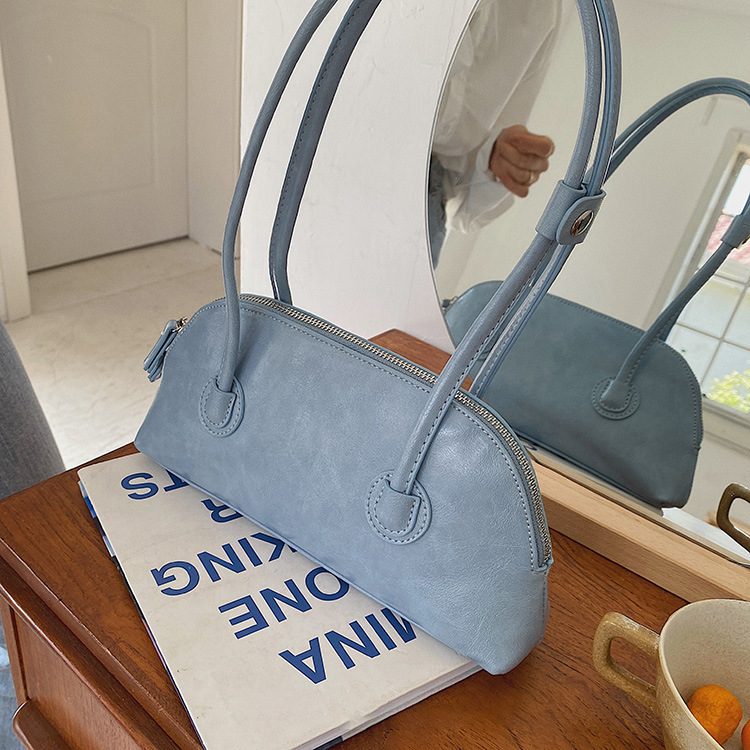 Oil Wax Leather Baguette Shoulder Bag view 9