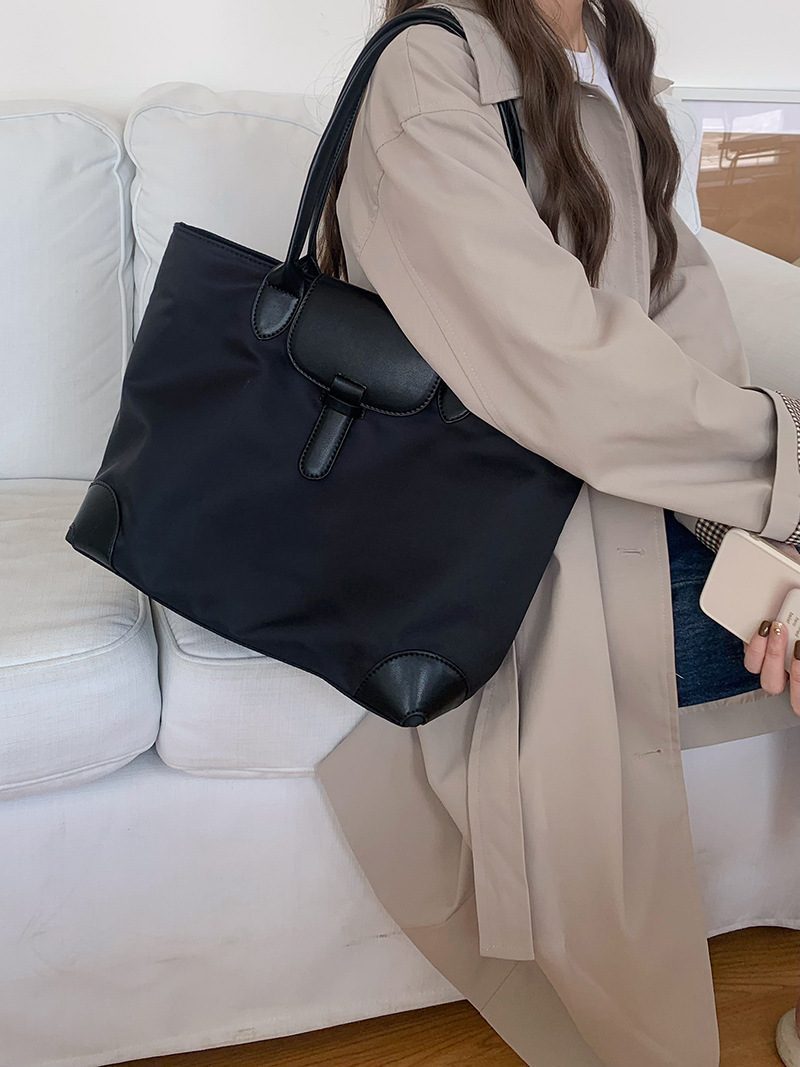 Nylon Canvas Large Tote Shoulder Bag view 4