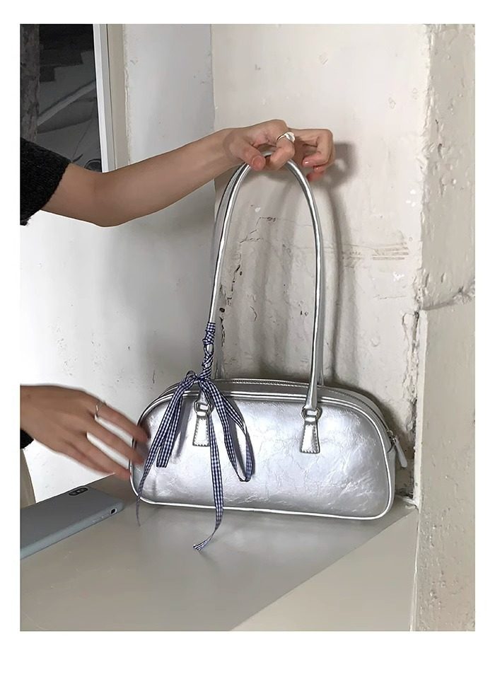 Silver Ballet Top-Handle Shoulder Bag view 7