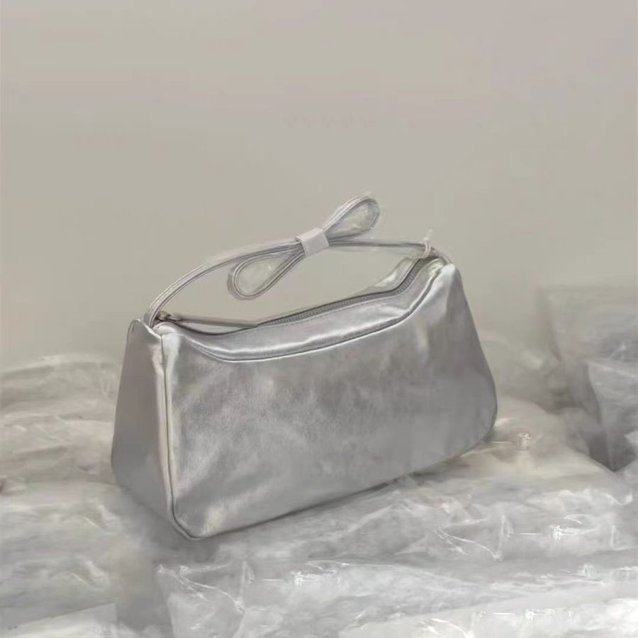 Silver Shoulder Top-Handle Bag