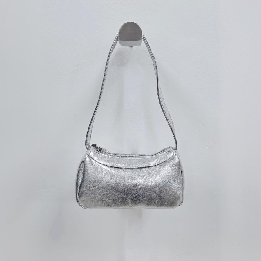 Silver Shoulder Top-Handle Bag view 2