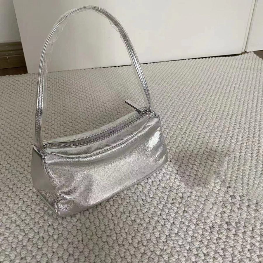 Silver Shoulder Top-Handle Bag view 3