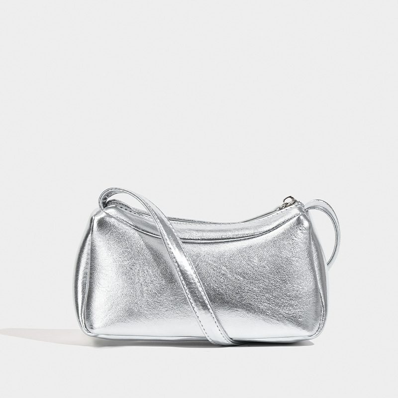 Silver Shoulder Top-Handle Bag view 4