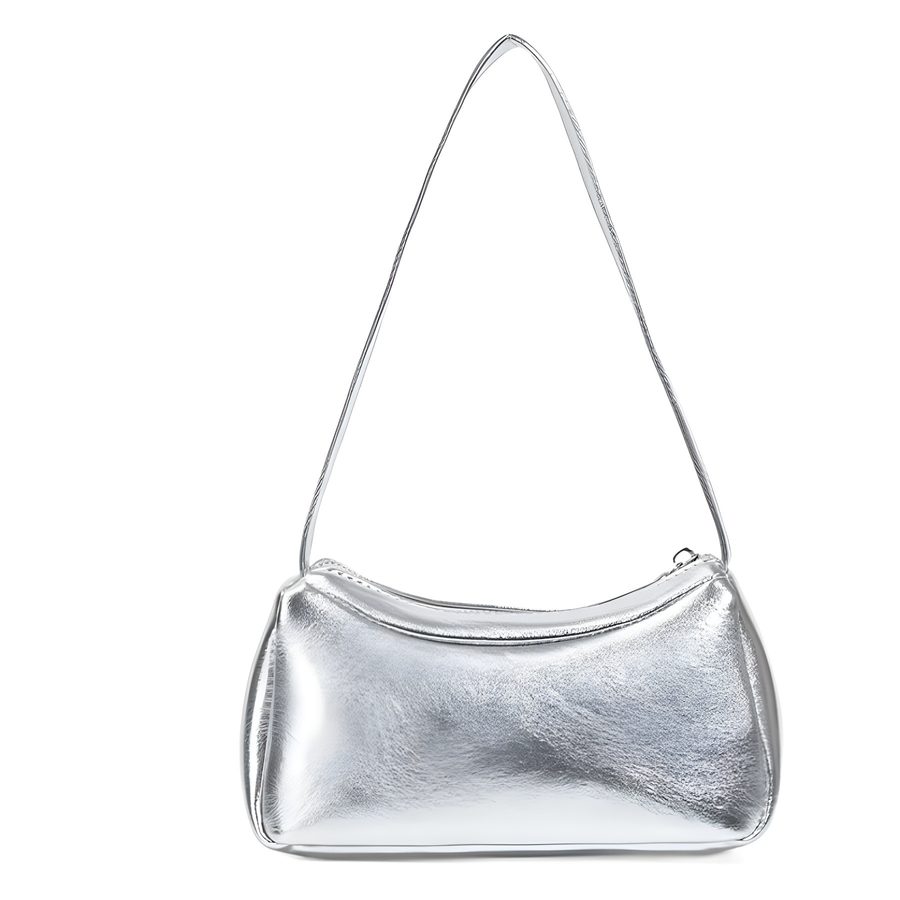 Silver Shoulder Top-Handle Bag view 5