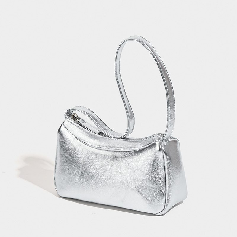 Silver Shoulder Top-Handle Bag view 6
