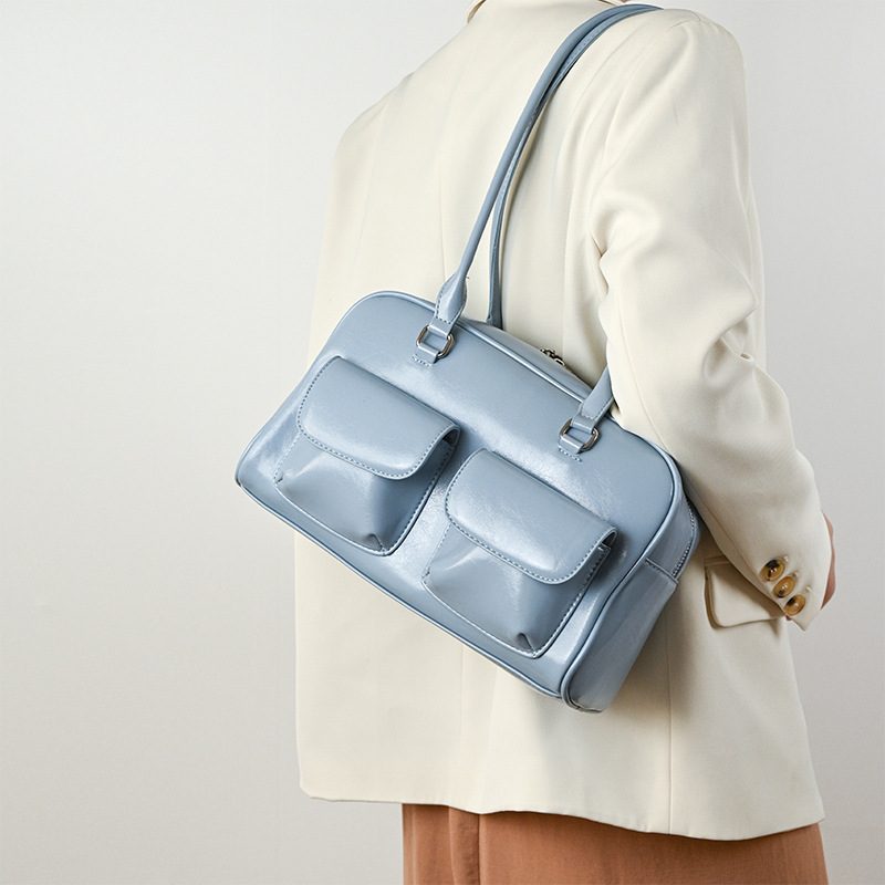Waxed Leather Double-Pocket Tote Bag