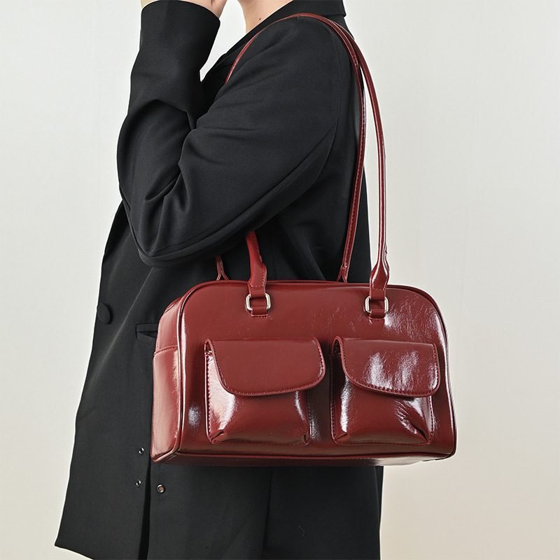 Waxed Leather Double-Pocket Tote Bag view 7