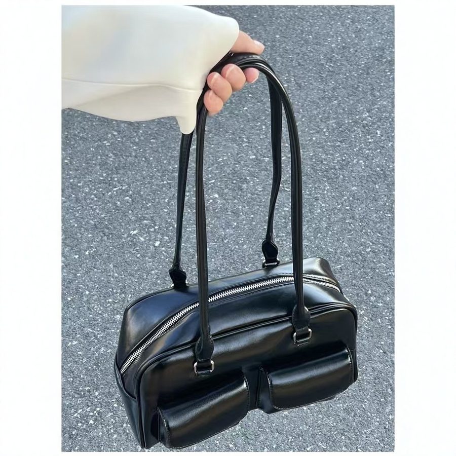 Waxed Leather Boston Shoulder Bag