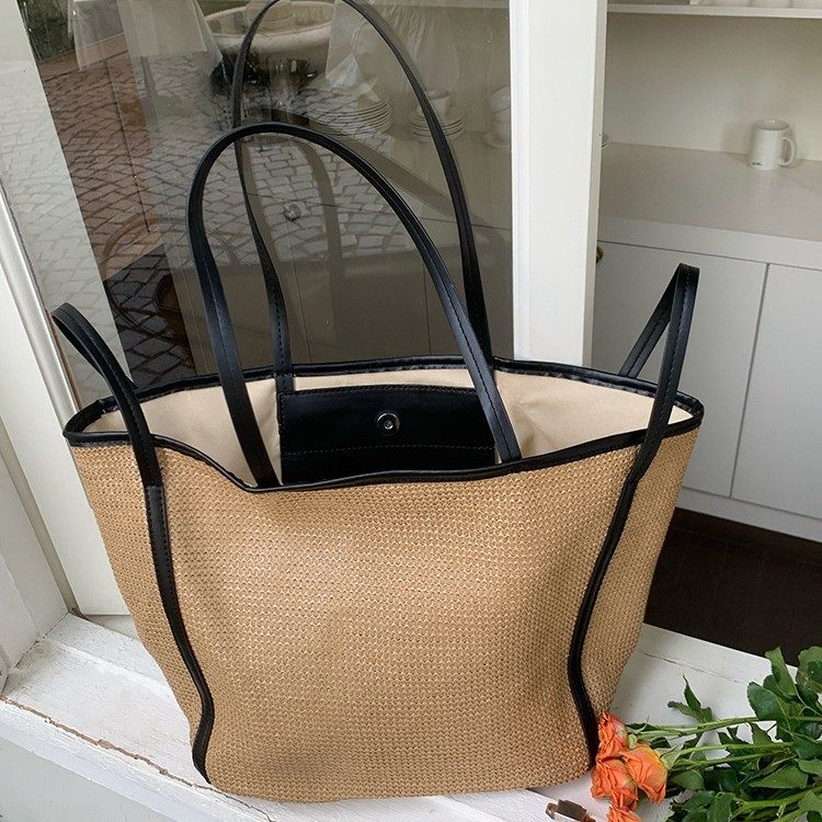 Woven Straw Beach Tote Bag