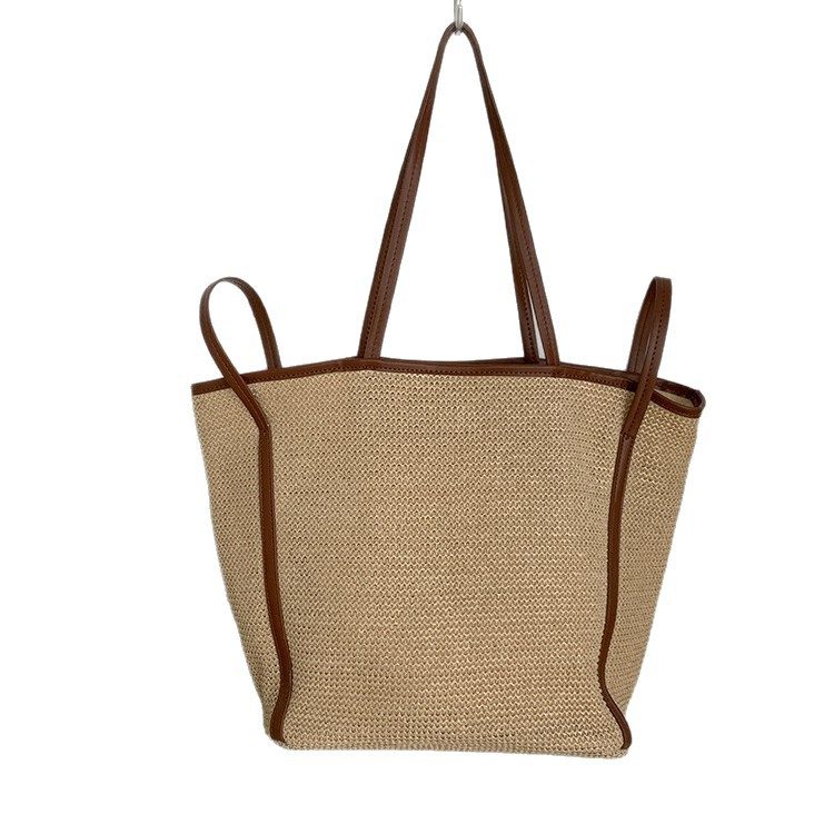 Woven Straw Beach Tote Bag view 5