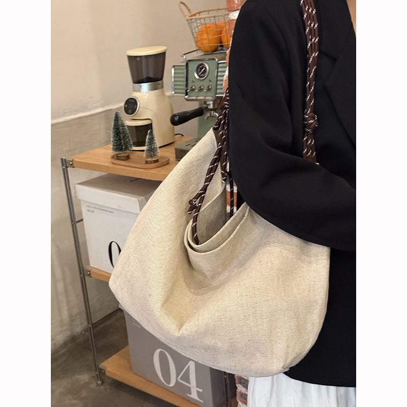 Linen Slouchy Tote Shoulder Bag view 2