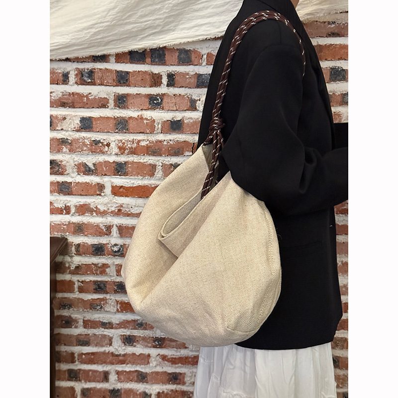 Linen Slouchy Tote Shoulder Bag view 3