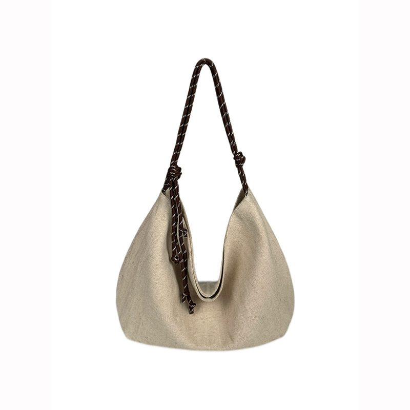 Linen Slouchy Tote Shoulder Bag view 5