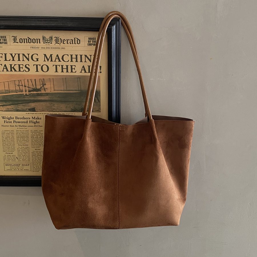 Vintage Suede Top-Handle Tote Bag Large Capacity view 2