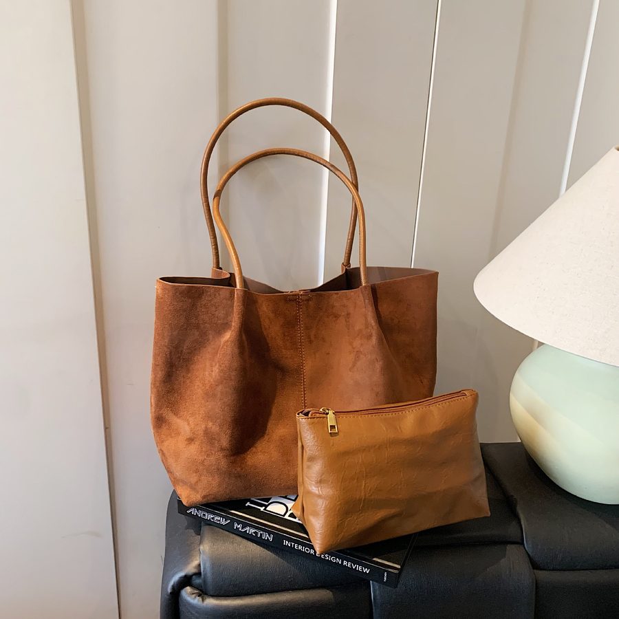 Vintage Suede Top-Handle Tote Bag Large Capacity view 5